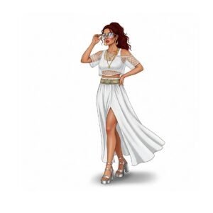 WHITE SLIT SKIRT